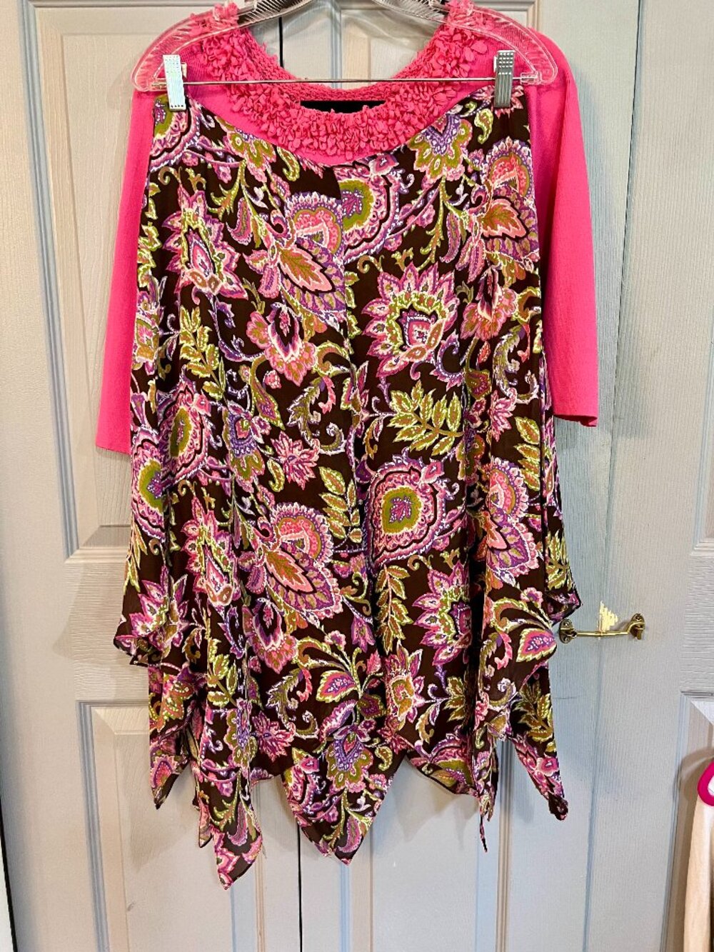 Boho Paisley Handkerchief Hem Midi Skirt Purple Floral Fairycore